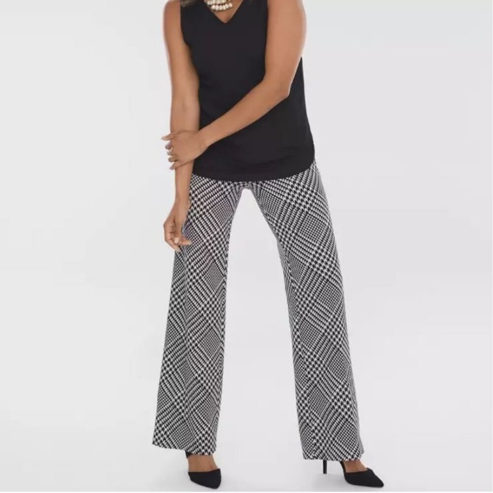 *NWT* CHICO'S DUBLIN FULL LEG BLACK & WHITE HOUNDSTOOTH PANTS_2.5R (Large)_$99